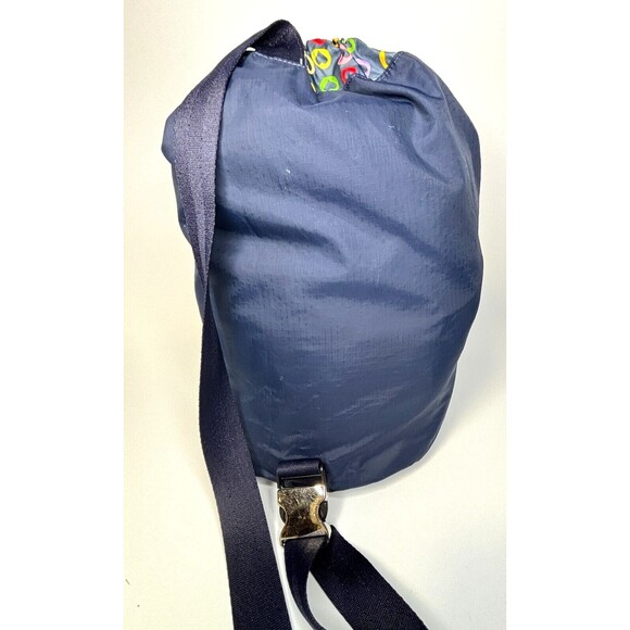 LeSportSac Sling Bucket Crossbody Bag Drawstring Top Reversible Hearts Navy EUC - Picture 13 of 16